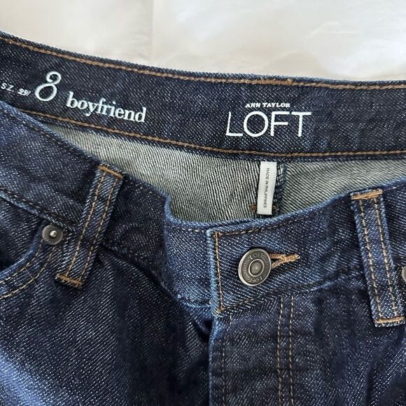 Ann Taylor Loft, boyfriend dark wash jeans. - Picture 2 of 3